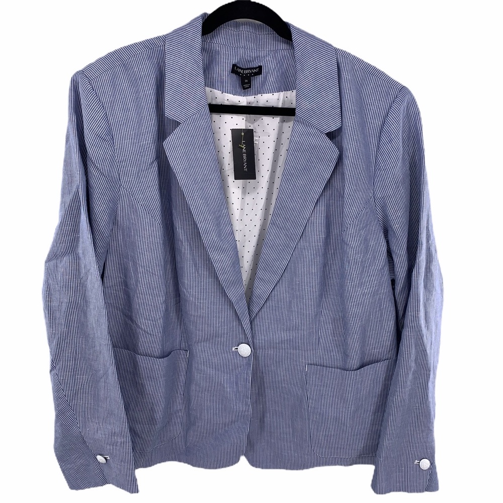 LANE BRYANT Stripe Linen Blend Blazer 3/$30
